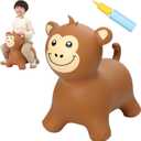 INPANY Bouncy Monkey Hopper Toys, Toddlers Inflatable Animal Hopping Horse, Bouncing Buddies, Ride on Rubber Bouncer, Outdoor Indoor Birthday Gifts Toy for 2 3 4 Yr Boy Girl, Brown