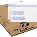 #9 Double Window Security Envelopes, HERKKA No.9 Double Window Business Envelopes Designed for Quickbooks Invoices and Business Statements - Number 9 Size 3 7/8 Inch X 8 7/8 Inch - 24 LB - 1000 Pack