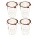 Weck Canning Jars - 743ml Transparent Glass Food Storage Containers with Airtight Lids - 3/4 Liter Tall Jars Set of 4