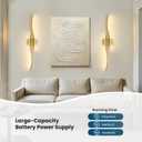 WOSHITU Gold Battery Operated Wall Sconces: 39 Inch Rechargeable Wall Sconce Set of 2 with Remote Control 3CCT Dimmable Wall Light Modern Cordless Wall Lamp for Bedroom Living Room Hallway Bathroom