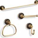 4 Pcs Antique Brass Bathroom Hardware Set, Bathroom Accessories Set, 24 Inch Wall Mounted Bath Towel Bar Toilet Paper Holder Hand Towel Holder Robe Hook for Shower Room Toilet(Single Layer)