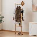 SOBIBO Wood Coat Rack Freestanding with Shelves & Hooks, 15.75inch, Natural