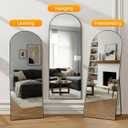 56" x 21" Black Arched Full Length Mirror, Tempered Glass Floor Standing with Aluminum Frame, Wall-Mountable Leaning Design for Bedroom, Entryway, Living Room