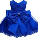 0-6T Toddler Baby Girl Embroidered Tutu Ball Gown Lace Dresses with Headwear (18-24 Months, Royal Blue)