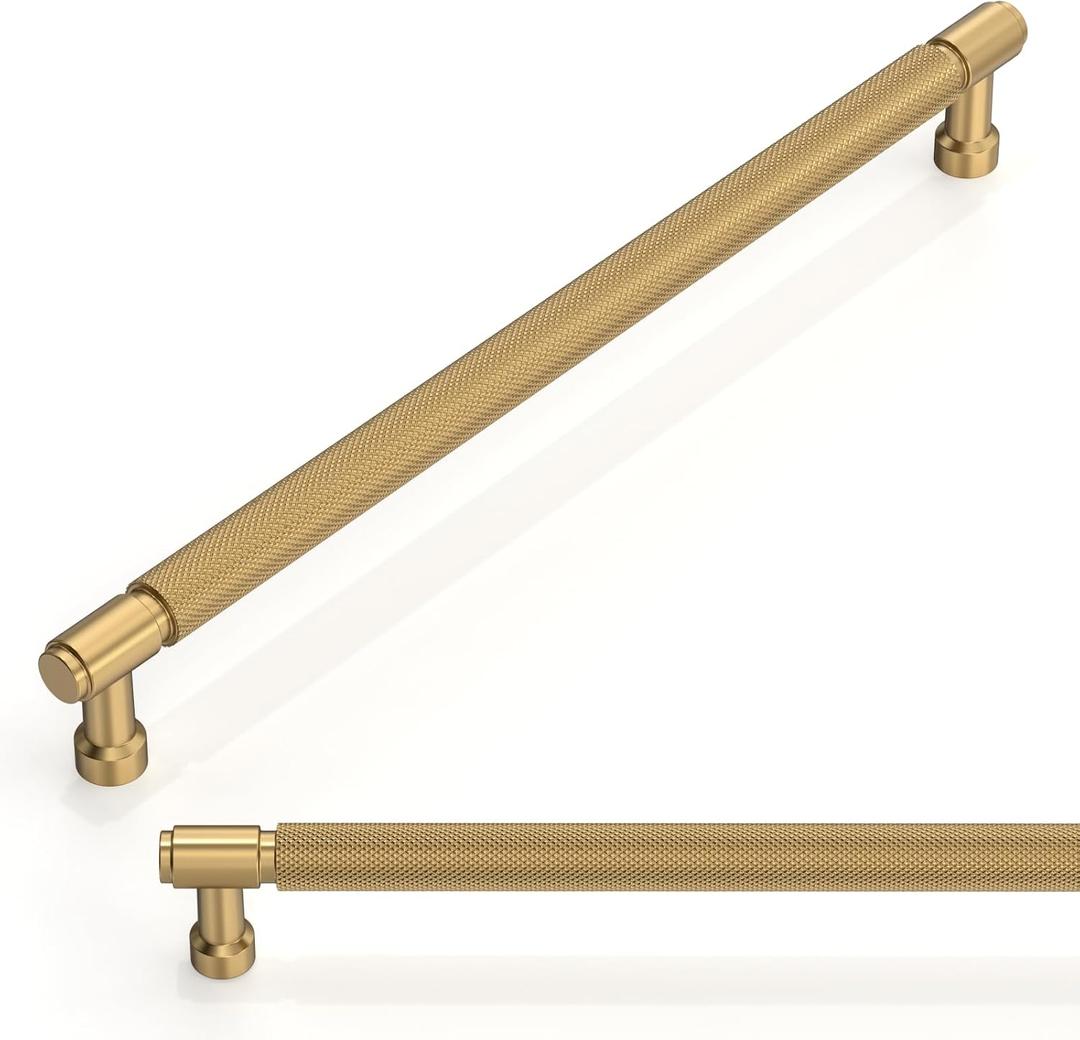 10 Pack Champagne Bronze Knurled Cabinet Pulls 10 Inch(254mm) Kitchen Cabinet Handles Cabinet Hardware for Drawer Pulls