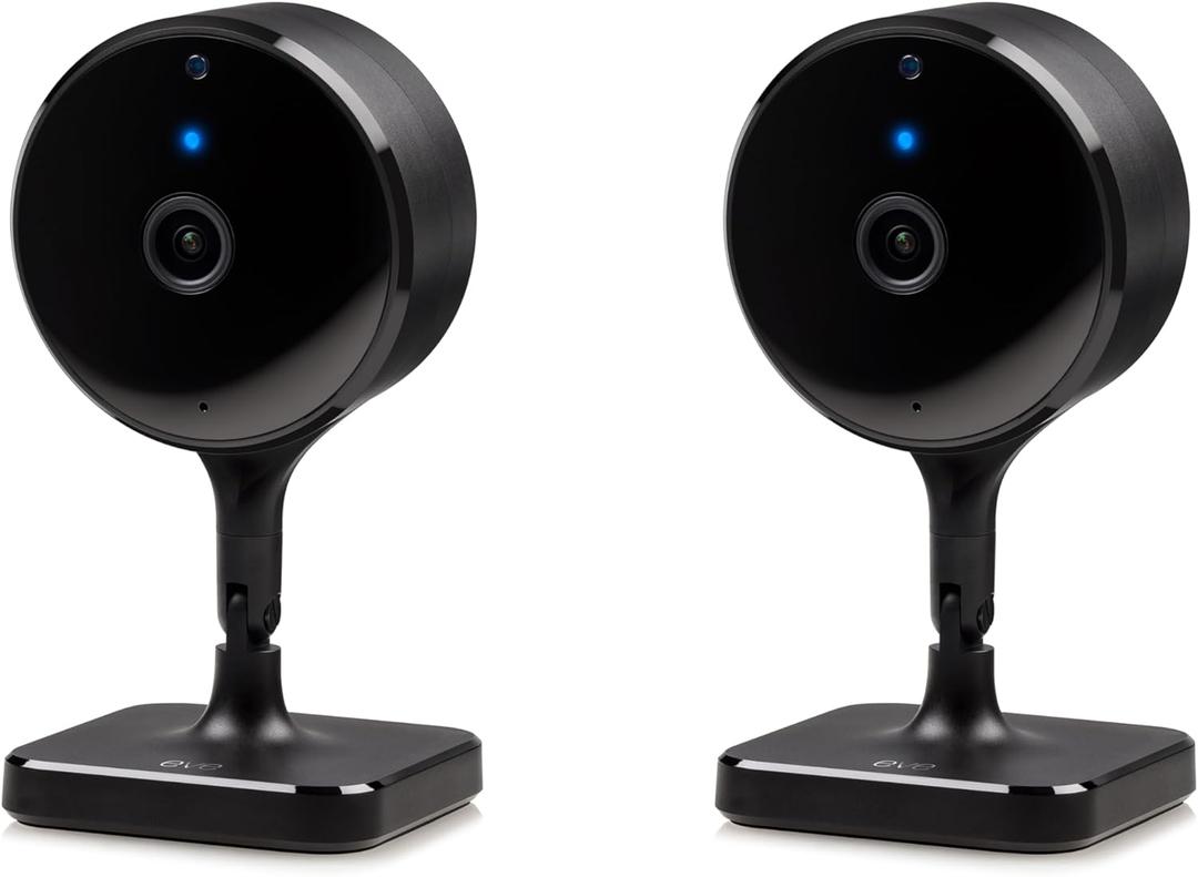 Eve Cam (2 Pack, Apple Home)  Smart Indoor Camera, 1080p Resolution, Wi-Fi, 100% Privacy, HomeKit Secure Video, iPhone Notifications, Microphone and Speaker, Night Vision, Flexible Installation