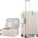 Hanke 26 Inch Expandable Luggage Top Opening Checked Bag Luggage Hard Shell Suitcases with Wheels Lightweight Travel Luggage Heavy Duty Luggage Suitcase with Lock for Woman Men-Ivory White