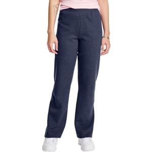 Hanes Women's Sweatpants, EcoSmart Fleece, Pocketless Open-Bottom Sweatpant, Regular & Petite (Medium, Navy Heather)