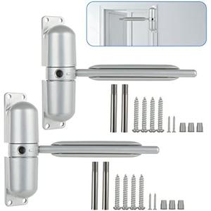 2 Pack Safety Spring Door Closers 4-1/4 inch Automatic Door Closer Residential, Auto Door Closer Adjustable Closing Door Hinge to Convert Hinged Doors to Self-Closing, Gray