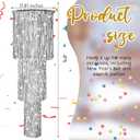 6 Pcs 3 Tier Metallic Tinsel Chandelier Shimmering Fringe Chandelier Decor Hanging Decoration Photo Booth Backdrop for Birthday Anniversary Wedding Party Supplies, 4 Ft(Silver)