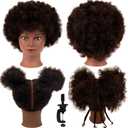 MORRIS 10 Human Hair Training Afro Mannequin Head  Short Curly Hair for Beginners to Practice Braiding, Cutting, Styling  Includes Clamp