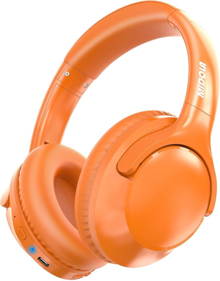 MIDOLA Bluetooth Headphones Over Ear 68H Playtime 6 EQ Wireless Headset with Microphone HiFi Stereo Foldable Lightweight Deep Bass for Travel Home Office Cellphone Orange MIDOLA Bluetooth Headphones Over Ear 68H Playtime 6 EQ Wireless Headset with Microphone HiFi Stereo Foldable Lightweight Deep Bass for Travel Home Office Cellphone Orange