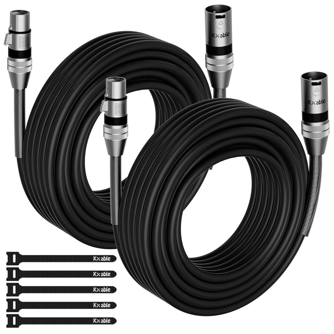 2-Pack DMX to DMX Stage Lighting Cable 25FT, 110 Ohms Impedance DMX Male to Female (XLR Compatible) Cable, 3 Pin Shielded Signal Wire, for XLR DJ Moving Head Par Light Mic Mixer Recording Studio