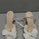 MUCCCUTE Women's Bow Knot Heeled Sandals Ankle Buckle Strap Chunky Heels, size 7