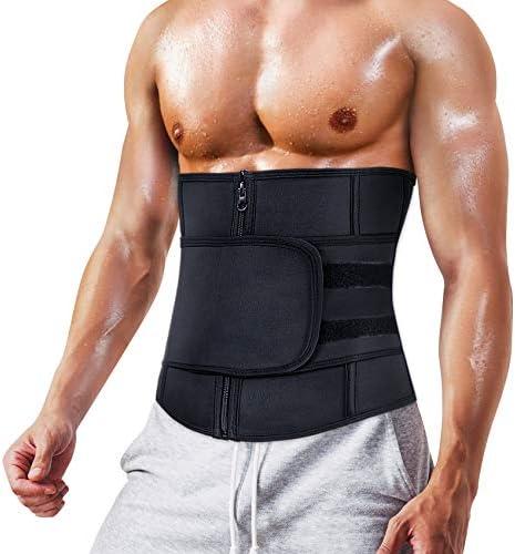 MOLUTAN Men Waist Trainer Trimmer for Weight Loss Tummy Control Compression Shapewear Sweat Belt Body Shaper, Medium