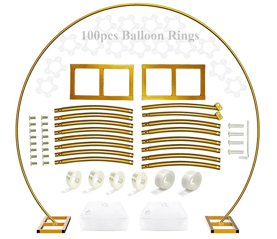 9ft Large Size Gold Metal Circle Balloon Arch Decoration, for Wedding Birthda Graduation Decorations and Event Party Supplies, Baby Shower Photo Background