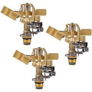 Twinkle Star 1/2 Inch Brass Impact Sprinkler, Heavy Duty Sprinkler Head with Nozzles, Adjustable 0-360 Degrees Pattern, Watering Sprinklers for Yard, Lawn and Grass Irrigation, 3 Pack