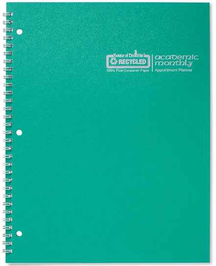 House of Doolittle 2024-2025 Academic Year Monthly Planner 8.5" x 11", Faux Leather Cover, Black (26302-26), Set of 2