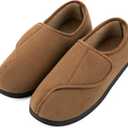 LongBay Men's Memory Foam Diabetic Slippers Comfy Warm Plush Fleece Arthritis Edema Swollen House Shoes