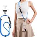 TORRAS Phone Lanyard with Hanging Loops, Durable Carabiner, Adjustable Anti Theft Phone Strap Crossbody, Skin-Friendly, 2 Tabs, Universal Cell Phone Neck Lanyard for Daily & Outdoor Activities, Blue