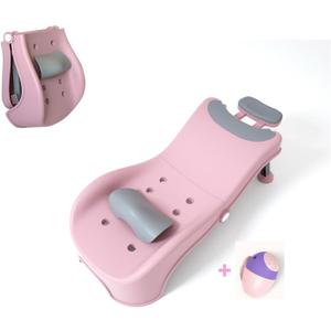 Foldable Shampoo Chair for Hair Washing at Home Adjustable Bath Seat for Disabled Or Injured One Rinse Cup Included (Pink)