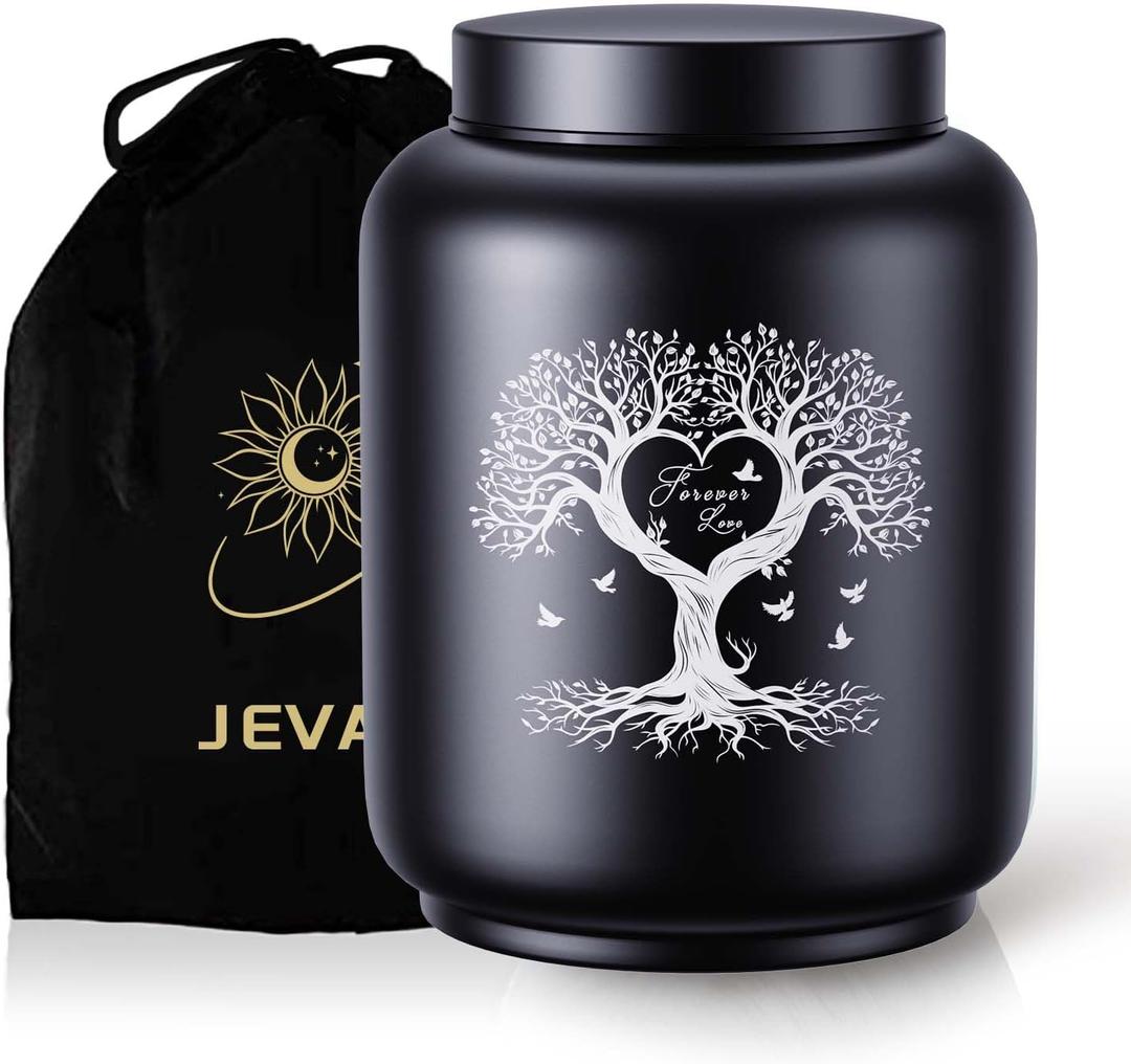 Cremation Urn for Adult Male Ashes - 200 Cubic Inches Stainless Steel Urn, Tree of Life Design for Funeral, Burial or Home Memorial with Velvet Bag
