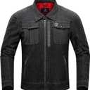BORLENI Motorcycle Jacket Denim Breathable Reflective with Mesh CE Armor Protection for Men Motorbike Riding Jacket All Seasons (Large, Black)