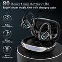 HAOYUYAN Wireless Earbuds Bluetooth 5.3 Headphones with 80H Playback, IPX7 Waterproof Over Ear Buds with LED Power Display for Sports Running Workouts Gray Black