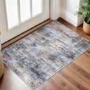 IOHOUZE Small Abstract Area Rug 2x3 Ft Entryway Rugs Washable Door Mat Indoor Entrance, Rubber Backed Throw Rugs, Printed Faux Wool Non Slip Floor Carpet for Foyer Front Door Sink, Orange Grey (2' x 3' (Rectangular), Orange/Brown/Grey)