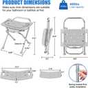 Folding Shower Chair Seat, 17.5" Stainless Steel Small Shower Chair for Inside Shower with Pad, 400lbs Portable Travel Shower Stool, Safety Anti-Slip Bath Chair for Seniors, Disabled, Gray