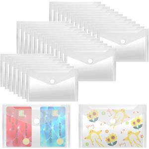 Vmiapxo 40 Pack Stamp and Die Storage Pockets, Reusable Small Plastic Envelopes Waterproof Sticker Organizer Receipt Holder Photo Storage Folders (3" x 5") (Clear)