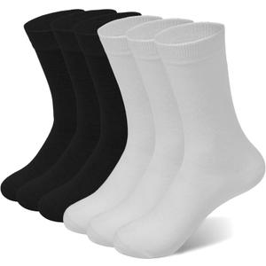 Crew Socks for Women & Man Casual Breathable LightWeight Athletic Calf Socks for running Size 5-13 (Large-X-Large, 016 Black,black,black,white,white,white)