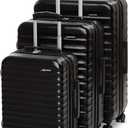 Amazon Basics 3-Piece Set (21", 26", 30"), Hardshell Suitcases With Wheels, Expandable For Up to 25% More Space, With Scratch-Resistant Surface, Four Multi-directional Wheels, Black
