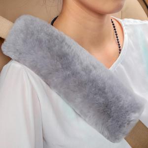 2pc Soft Genuine Sheepskin Wool Auto Seat Belt Cover Seatbelt Shoulder Pad for a More Comfortable Driving, Compatible with All Cars(Gray) (2pcs-10.2inch)