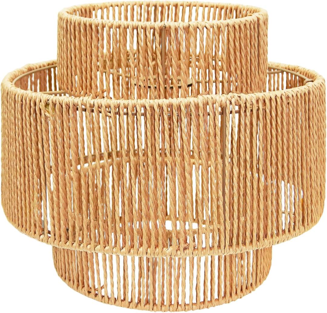 Hanging Light Lamp Shades Boho Rattan Lamp Shades, Woven LampShades for Floor Lamps Rattan Pendant Lights Boho Lamp Ceiling Light, Plug in Pendant Light Fixtures Hanging Lamp 1.54lb