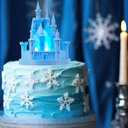 Baquler 4.8 Inch Castle Cake Topper Figurine Wedding Cake Topper Birthday Castle Tower Night Light USB Rechargeable Princess Nightlight for Valentine's Day Wedding Birthday Party Decor(Blue)