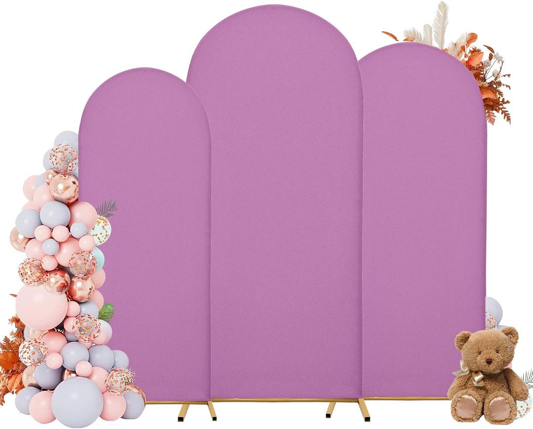 Arch Covers,Arch Backdrop Stand Fitted Cover for Wedding Birthday Party Ceremony Banquet Decoration(7.2FT&6.6FT&6FT,Lilac,Cover Only)