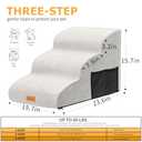 Topmart 3 Tiers Foam Dog Ramps/Steps,Non-Slip, Extra Wide Deep Dog Stairs,High Density Foam Pet Stairs/Ladder,Best for Older Cats,Small Pets,Ivory-White