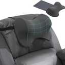 MABOZOO Neck Pillows for Recliner, Memory Foam Headrest Pillow with Non-Slip Backing and Elastic Straps, Recliner Neck Pillow for Pain Relief and Side Sleeping (Gray)