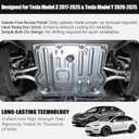 Premium High-Strength Steel Underbody Skid Plate for Tesla Model Y 2020-2025 & Model 3 2017-2025 | Anti-Scratch Anti-Impact Front Guard | Splash Shield | 2-Piece | Exact Fit Motor & Oil Filter