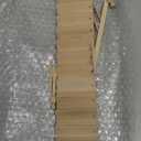 Miniature Stairs 1:12 Scale Dollhouse Furniture Wooden Handrail DIY Unpainted Staircase Dollhouse Accessories Pre-Assembled Steps Model (Left-Handrail)