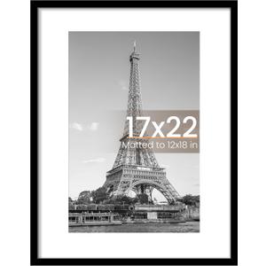 Upsimples 17x22 Picture Frame, Display Pictures 12x18 with Mat or 17 x 22 Without, Wall Hanging Poster Frames, Black, 1 Pack