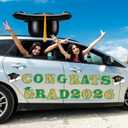 Xuhal 2026 Graduation Car Decoration 23'' Large Inflatable Grad Cap Car Decor Congrats Grad Letter 2026 PVC Inflatable Cap for Senior High School Collage Graduation Parade Party Decor(Green, Gold)