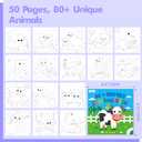 Coloring Activity Book, 50 Cute Coloring Pages with 200 Stickers, Dinosaur Farm/Marine/Wild Animal Scenes for Kids Relaxation, Comfy Day, Cozy Hygge Moment (8.3” x 8.3”)