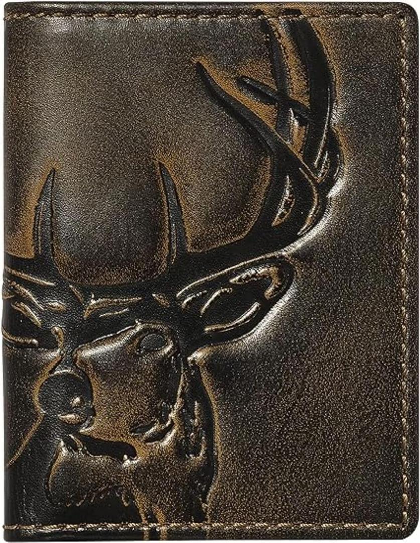 Fancial men's wallet | Minimalist double fold card holder | High quality leather, black