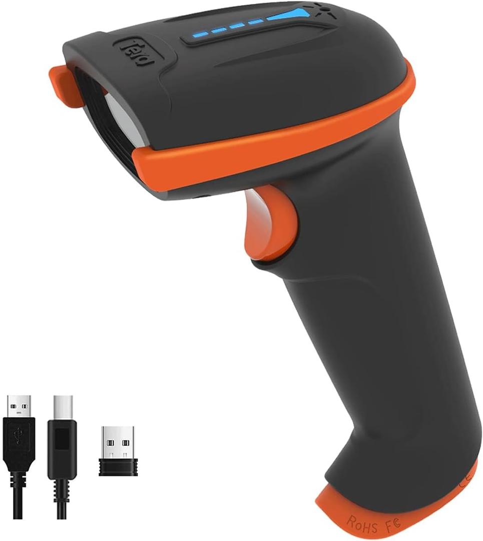 Tera 1D 2D QR Barcode Scanner Wireless and Wired with Battery Level Indicator Digital Printed Bar Code Reader Cordless Handheld Barcode Scanner Compact Plug and Play Model D5100
