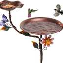 MUMTOP Bird Baths and Feeder for Outdoors, 55 inch Height Metal Birdbath Antique Garden Bird Feeder with Metal Stake for Garden Outside Yard Lawn Decorations, Copper
