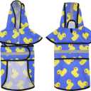 HDE Dog Raincoat Jacket Reflective Adjustable Hooded Pet Poncho Rain Coat with Leash Hole for Small to X-Large Dogs Rubber Ducks - L
