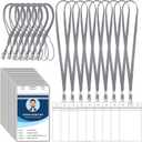 Marspark 100 Pcs Name Tag Lanyards with ID Holder Lanyards for ID Badges Resealable Flat Neck Name Tag with Clip Waterproof Plastic Clear Badges Bulk for School Office Supplies (Gray)