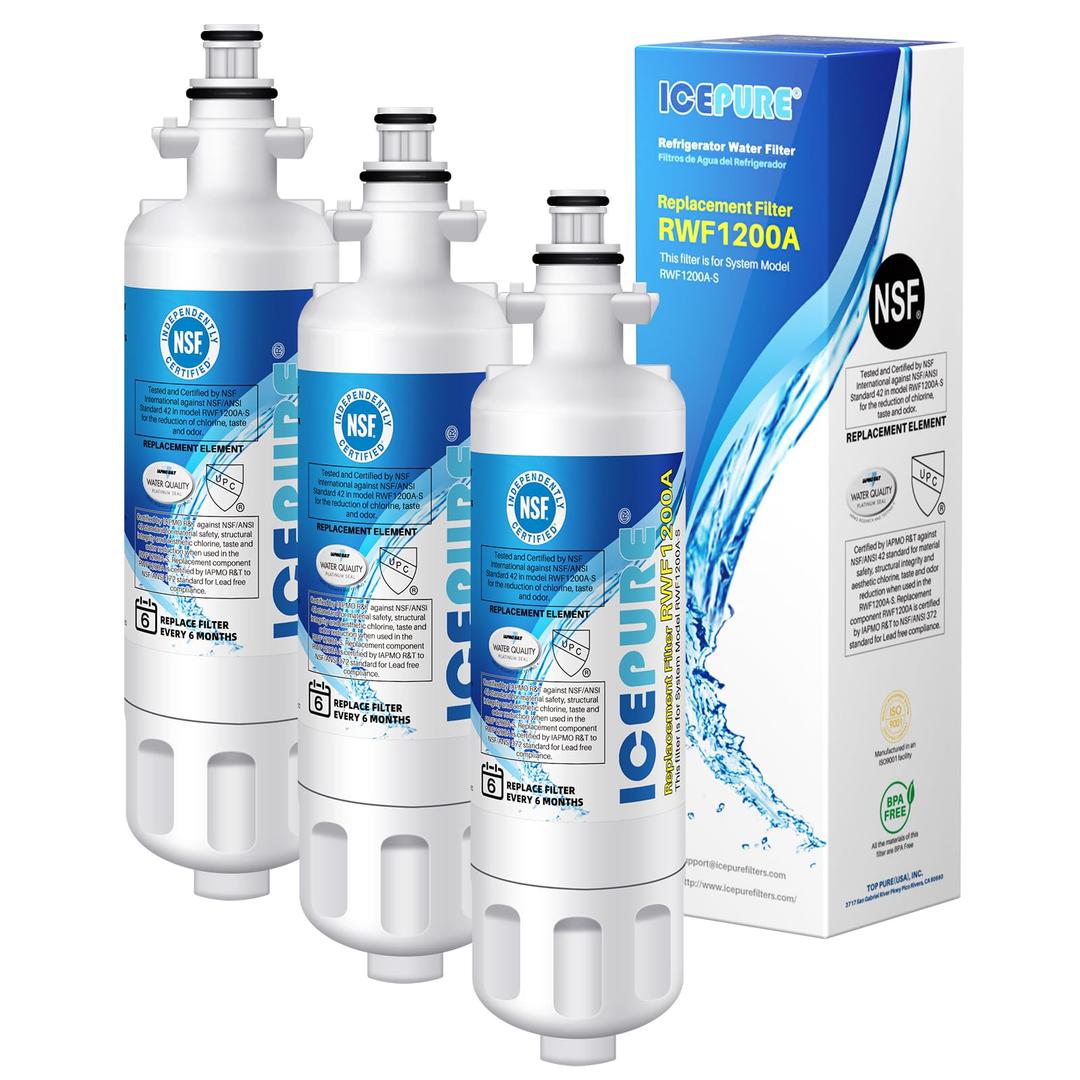 ICEPURE ADQ36006101 9690 Water Filter Replacement for RWF2000A Kenmore Elite 46-9690 ADQ36006102, RWF1200A, CLCH106, RWF1052 LFX28968ST LFXS29626S LFXS30766S LFX31925ST LFX31945ST Refrigerator,3PACK